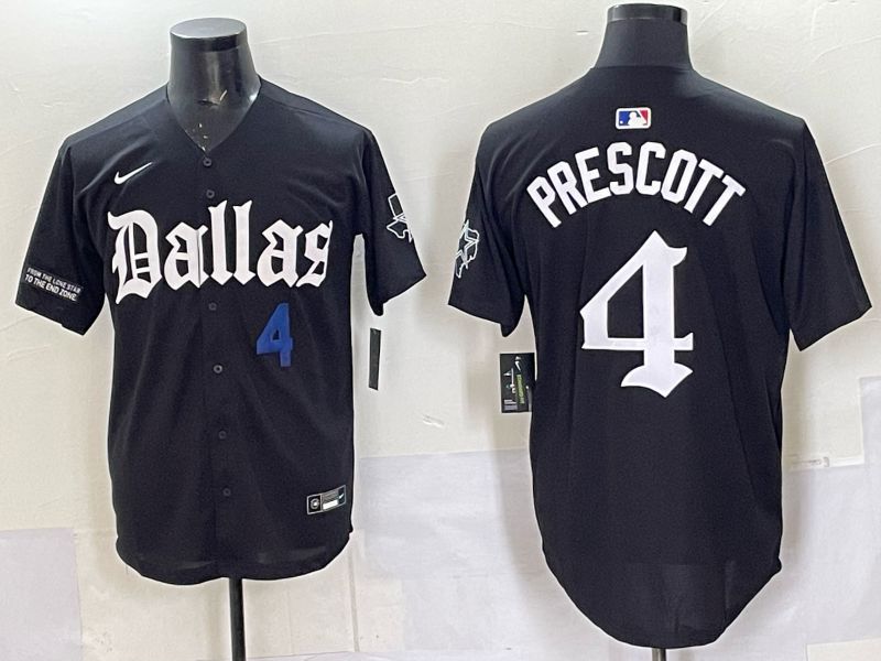 Men 2025 Nike Dallas Cowboys 4 Prescott Black 5th generation Joint Name Limited NFL Jersey 07